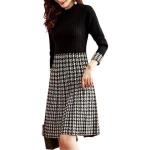 Tahari Black and White Midi Dress